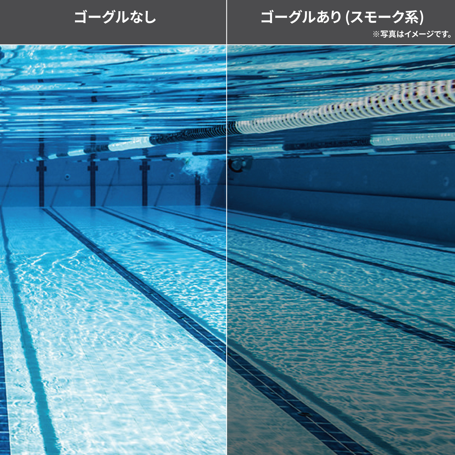 SR-81PPAF CLA スイミングゴーグル ASCENDER　オープンウォーター偏光モデル  レンズ内側からの見え方のイメージ